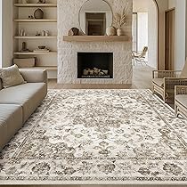 Amazon.com: WondRg 10x14 Neutral Area Rug Brown Floral